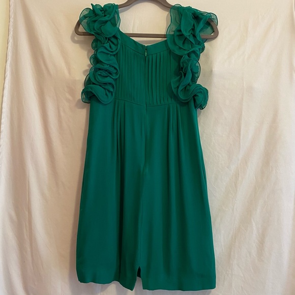 Catherine Malandrino Green Sheath Dress, Sleeveless Silk crepe lined, Size 2 - Picture 3 of 10